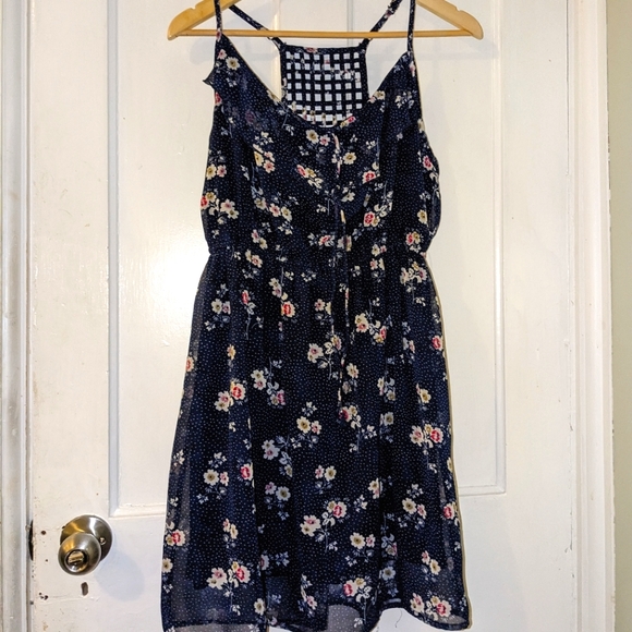 Navy floral polka dot sun dress | M - Picture 1 of 5
